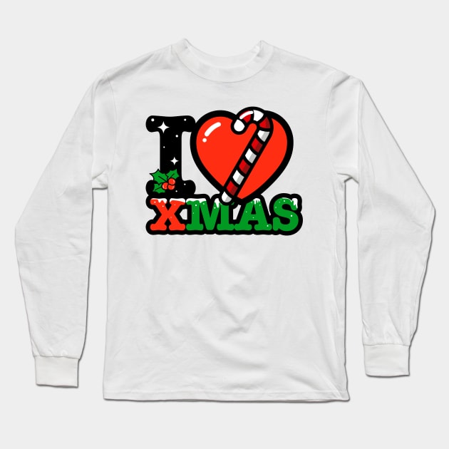 I heart candy cane  xmas Long Sleeve T-Shirt by opippi